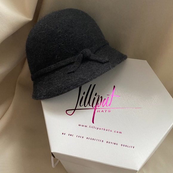 Lilliput Charcoal Grey Wool Cloche Hat, fits size medium - Picture 7 of 8